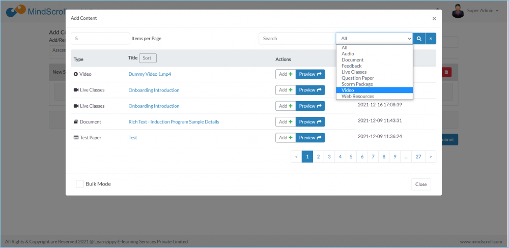 Content Library View within the Course Editor