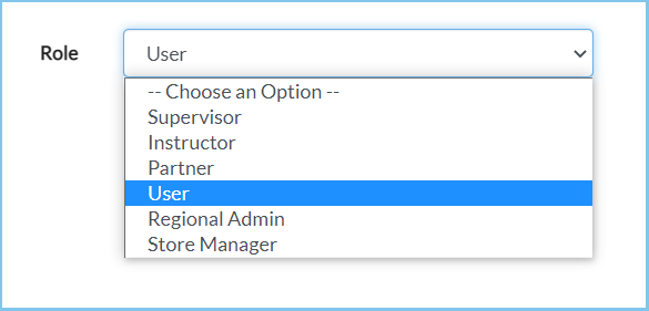 Manage User - Role Drop Down