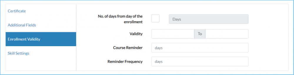 Validity Management of a course