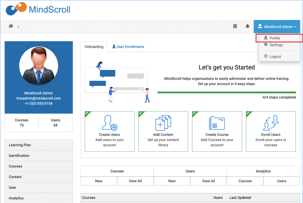Header Menu - MindScroll LMS