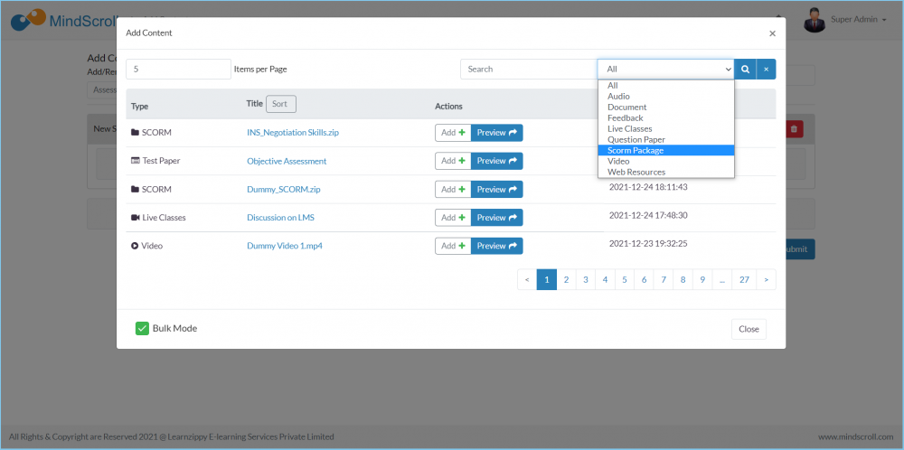 Content Filter View with in the Course Editor