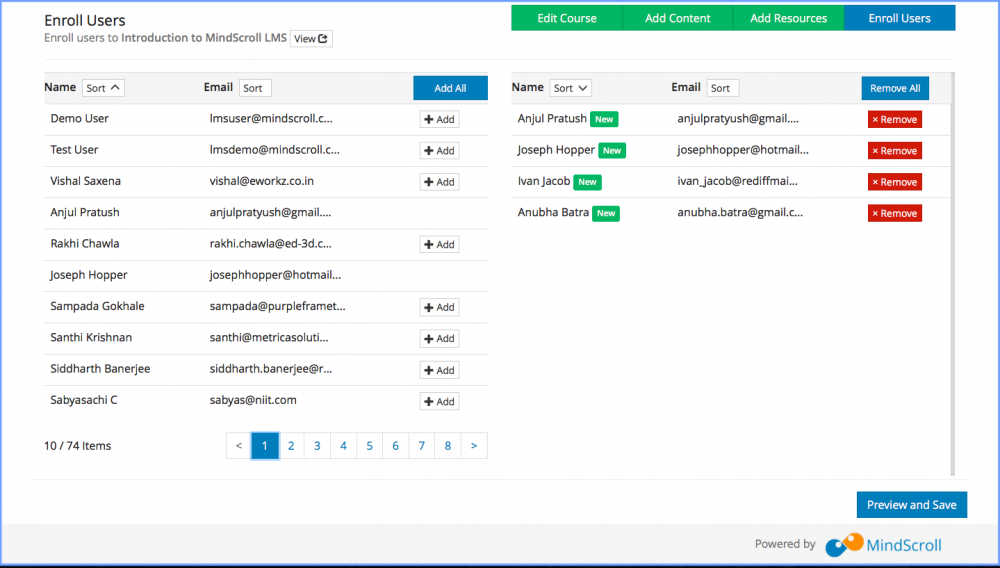Enroll Users - MindScroll LMS