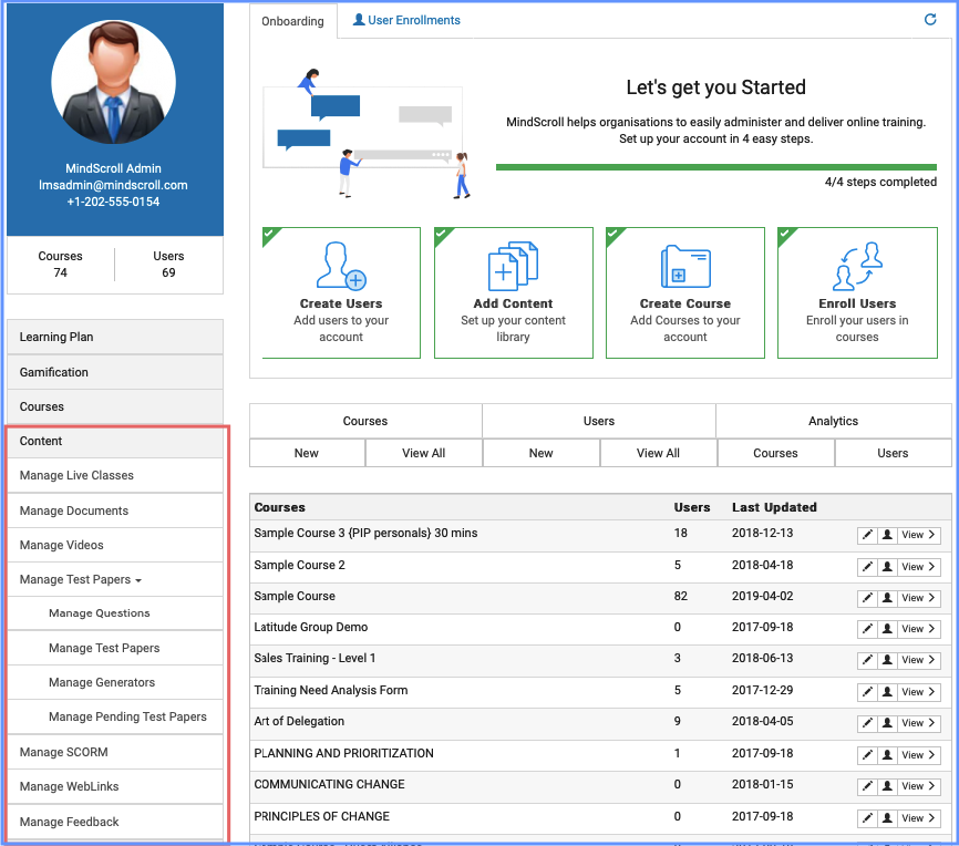 Content Management - MindScroll LMS