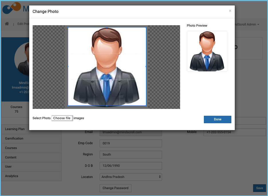 Change Profile Picture - MindScroll LMS