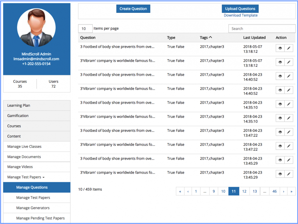 Question Library - MindScroll LMS