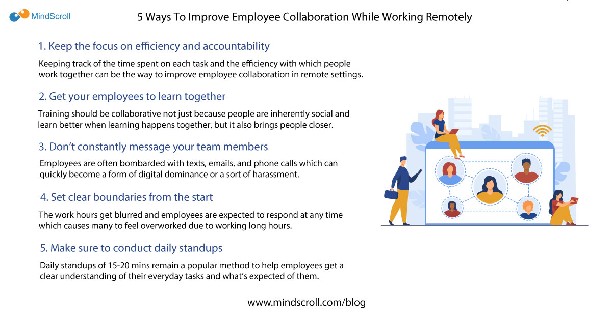 5 Ways To Improve Employee Collaboration While Working Remotely - MindScroll Blog Cover Image
